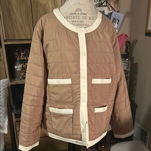 Talbots Women's Tan Quilted Jacket - 2X